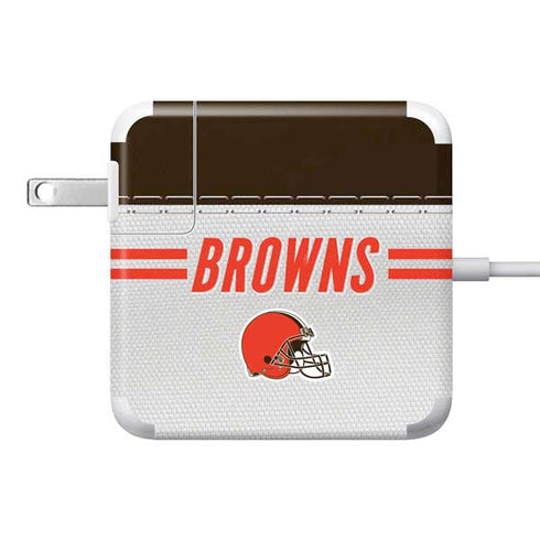 NFL Cleveland Browns White Striped 85W Power Adapter (15 and 17 inch MacBook Pro Charger) Skin