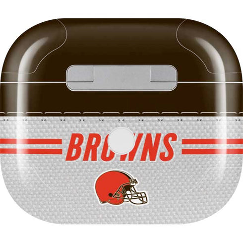 NFL Cleveland Browns White Striped Apple AirPods (3rd Gen 2021) Skin