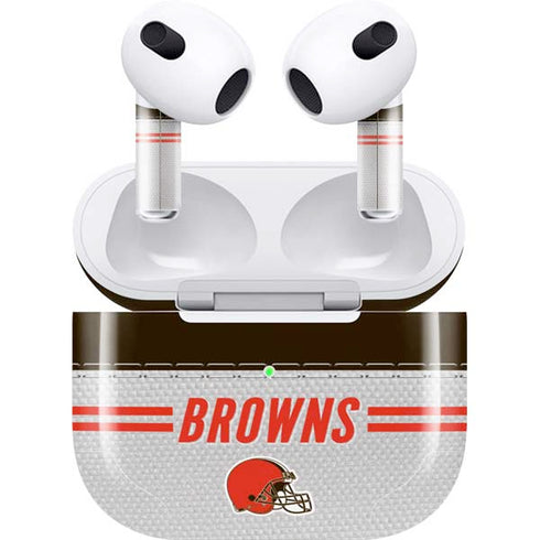 NFL Cleveland Browns White Striped Apple AirPods (3rd Gen 2021) Skin