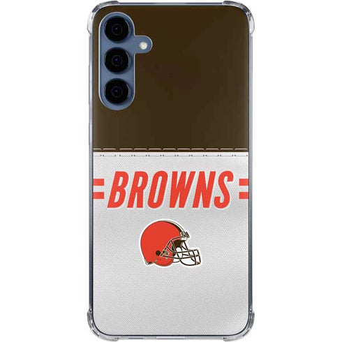 NFL Cleveland Browns White Striped Galaxy A35 5G Clear Case