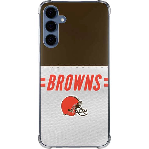 NFL Cleveland Browns White Striped Galaxy A55 5G Clear Case