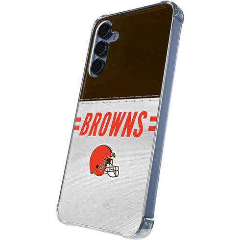 NFL Cleveland Browns White Striped Galaxy A55 5G Clear Case