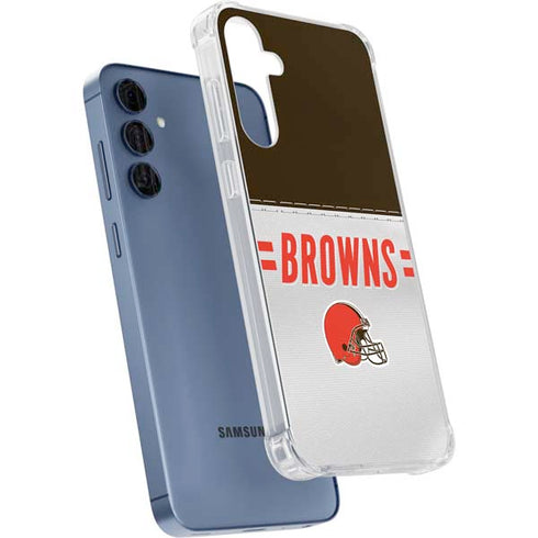 NFL Cleveland Browns White Striped Galaxy A55 5G Clear Case