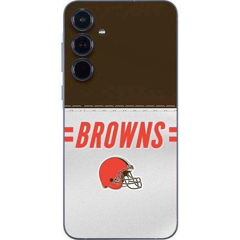 NFL Cleveland Browns White Striped Galaxy A55 5G Skin