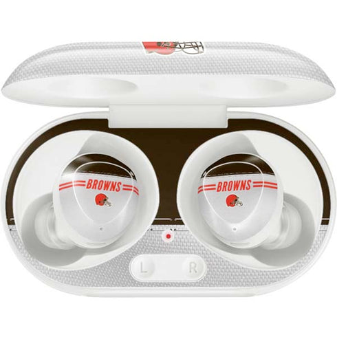 NFL Cleveland Browns White Striped Galaxy Buds Plus Skin