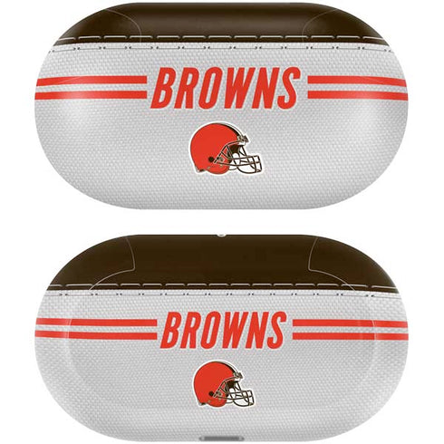 NFL Cleveland Browns White Striped Galaxy Buds Plus Skin