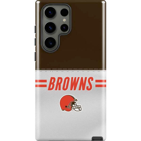 NFL Cleveland Browns White Striped Galaxy S23 Ultra Pro Case
