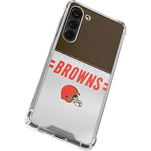 NFL Cleveland Browns White Striped Galaxy S24 FE Clear Case