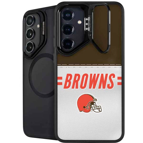NFL Cleveland Browns White Striped Galaxy S24 FE Kickstand Case