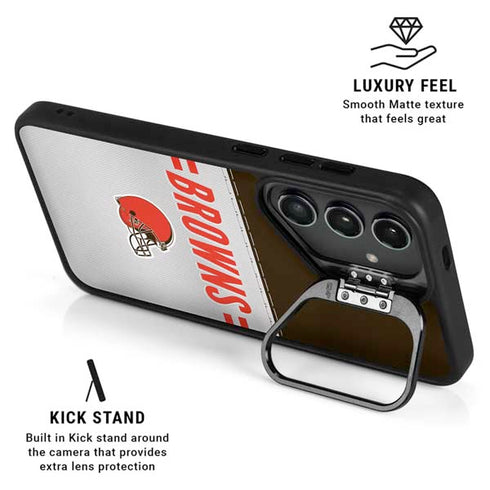 NFL Cleveland Browns White Striped Galaxy S24 Kickstand Case