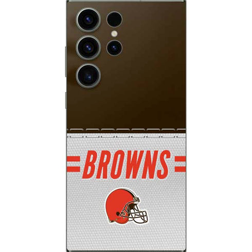 NFL Cleveland Browns White Striped Galaxy S25 Ultra Skin