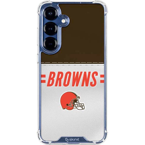 NFL Cleveland Browns White Striped Galaxy S25 Clear Case
