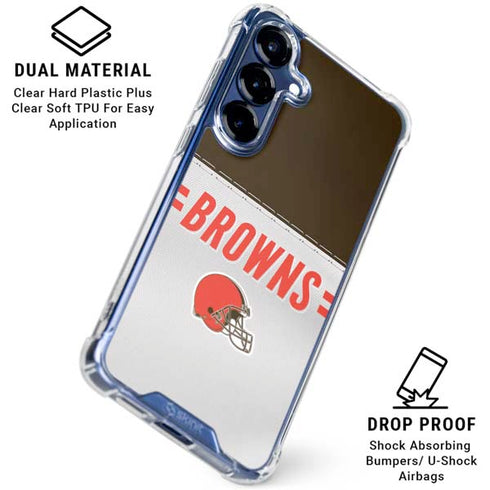 NFL Cleveland Browns White Striped Galaxy S25 Clear Case