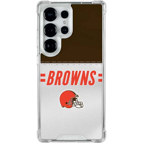 NFL Cleveland Browns White Striped Galaxy S25 Ultra Clear Case