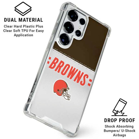 NFL Cleveland Browns White Striped Galaxy S25 Ultra Clear Case