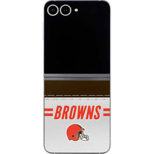 NFL Cleveland Browns White Striped Galaxy Z Flip6 Skin