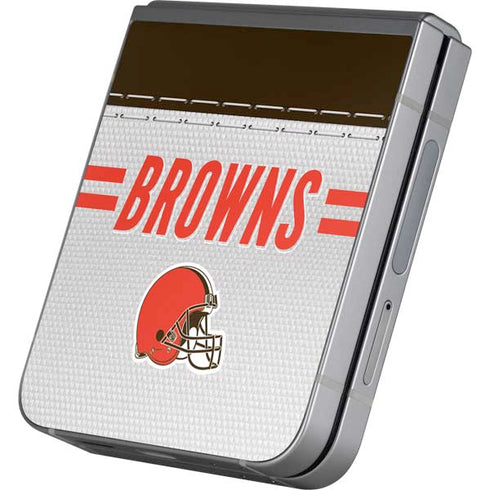NFL Cleveland Browns White Striped Galaxy Z Flip6 Skin