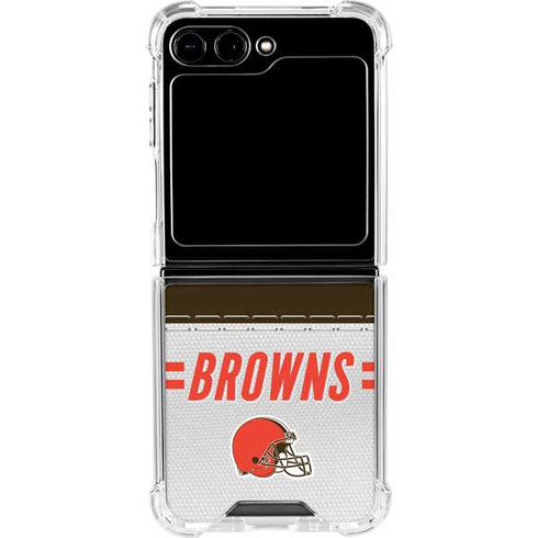 NFL Cleveland Browns White Striped Galaxy Z Flip6 Clear Case
