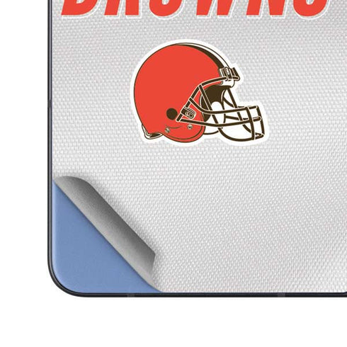 NFL Cleveland Browns White Striped Galaxy Z Fold5 5G Skin