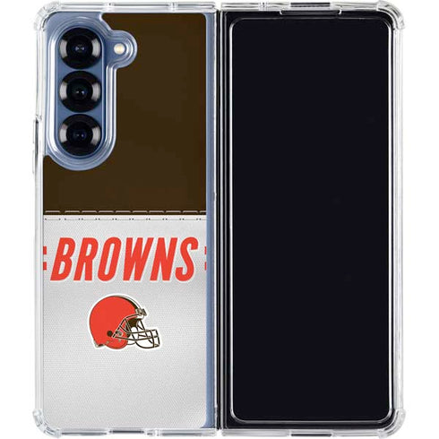 NFL Cleveland Browns White Striped Galaxy Z Fold6 Clear Case