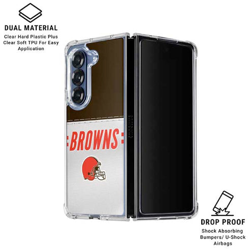 NFL Cleveland Browns White Striped Galaxy Z Fold6 Clear Case