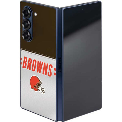 NFL Cleveland Browns White Striped Galaxy Z Fold6 Skin