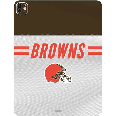 NFL Cleveland Browns White Striped iPad Pro 13in M4 (2024) Skin