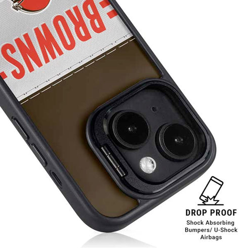 NFL Cleveland Browns White Striped iPhone 14 Kickstand Case