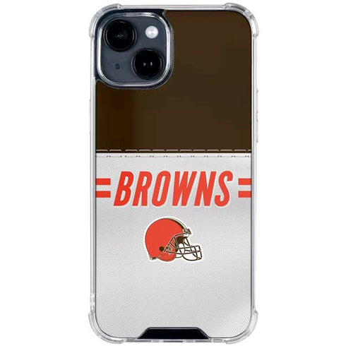 NFL Cleveland Browns White Striped iPhone 15 Clear Case