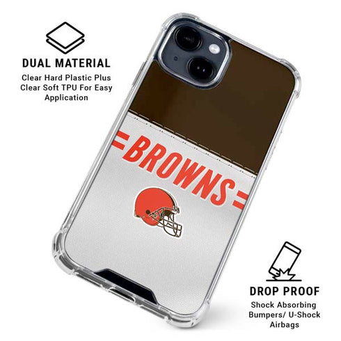 NFL Cleveland Browns White Striped iPhone 15 Clear Case
