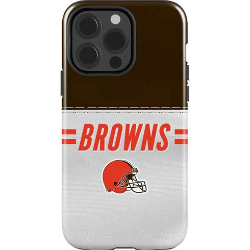 NFL Cleveland Browns White Striped iPhone 15 Pro Impact Case