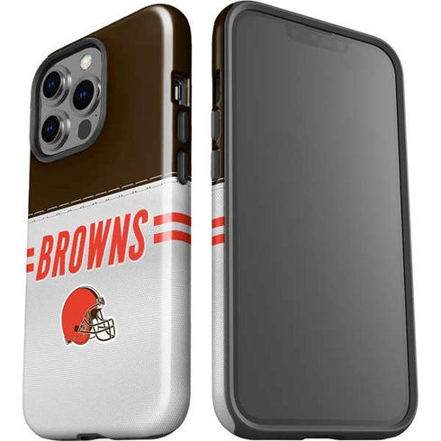 NFL Cleveland Browns White Striped iPhone 15 Pro Impact Case