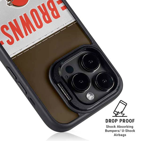 NFL Cleveland Browns White Striped iPhone 15 Pro Kickstand Case