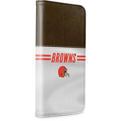 NFL Cleveland Browns White Striped iPhone 15 Pro Max Folio Case