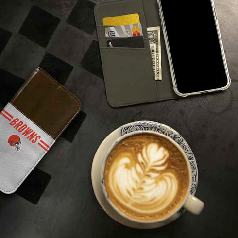 NFL Cleveland Browns White Striped iPhone 15 Pro Max Folio Case