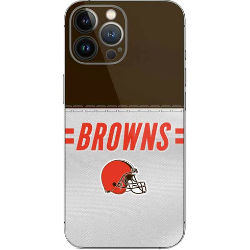 NFL Cleveland Browns White Striped iPhone 15 Pro Max Skin