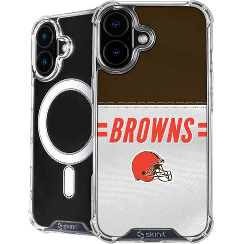 NFL Cleveland Browns White Striped iPhone 16 MagSafe Case