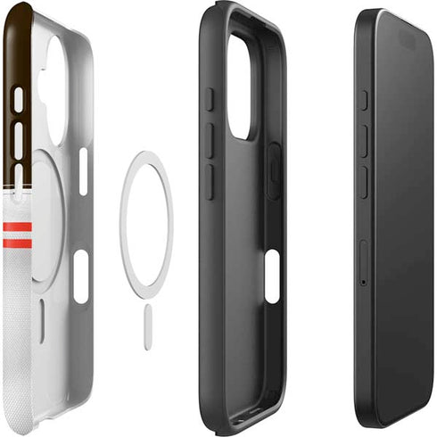 NFL Cleveland Browns White Striped iPhone 16 Magsafe Impact Case