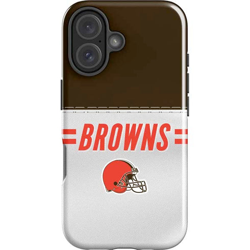 NFL Cleveland Browns White Striped iPhone 16 Plus Impact Case