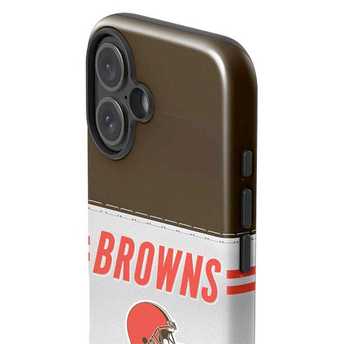 NFL Cleveland Browns White Striped iPhone 16 Plus Impact Case