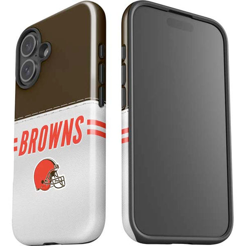 NFL Cleveland Browns White Striped iPhone 16 Plus Impact Case