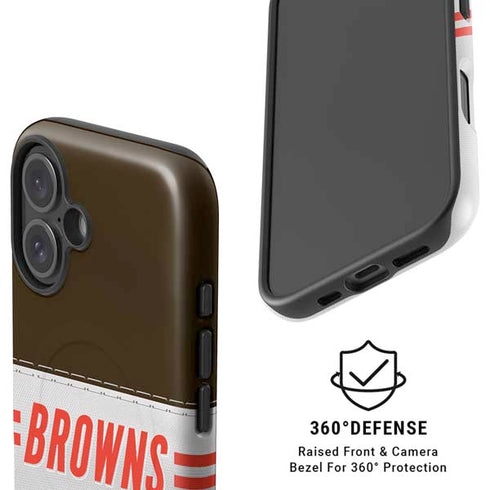 NFL Cleveland Browns White Striped iPhone 16 Plus Magsafe Impact Case