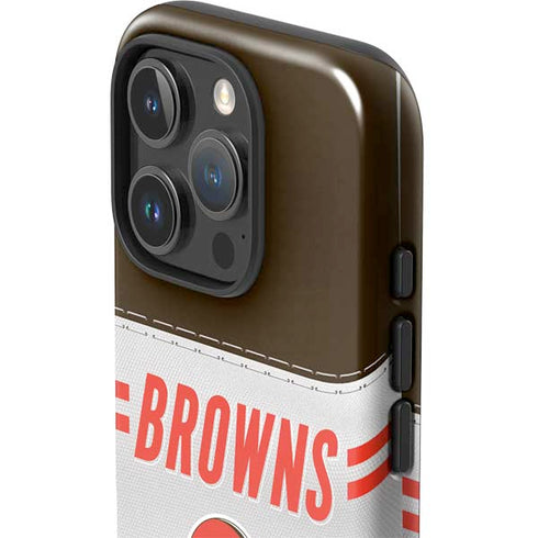 NFL Cleveland Browns White Striped iPhone 16 Pro Impact Case
