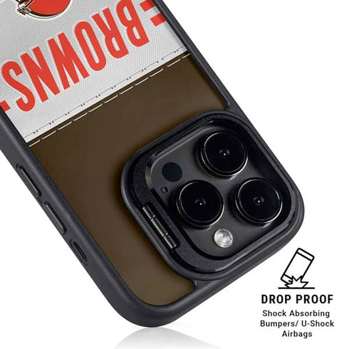 NFL Cleveland Browns White Striped iPhone 16 Pro Kickstand Case