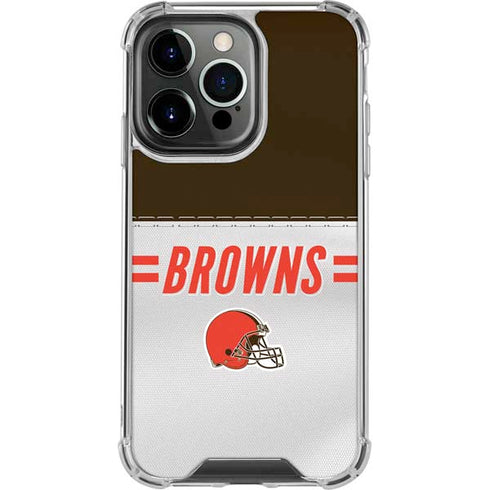 NFL Cleveland Browns White Striped iPhone 16 Pro Max Clear Case