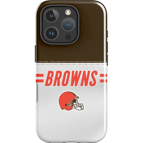 NFL Cleveland Browns White Striped iPhone 16 Pro Max Impact Case