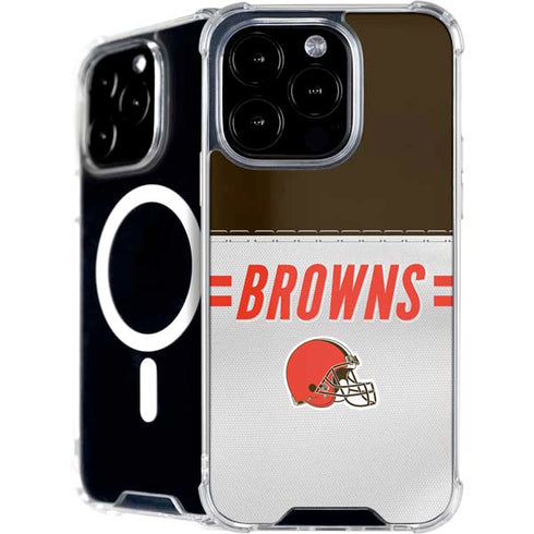 NFL Cleveland Browns White Striped iPhone 16 Pro Max MagSafe Case
