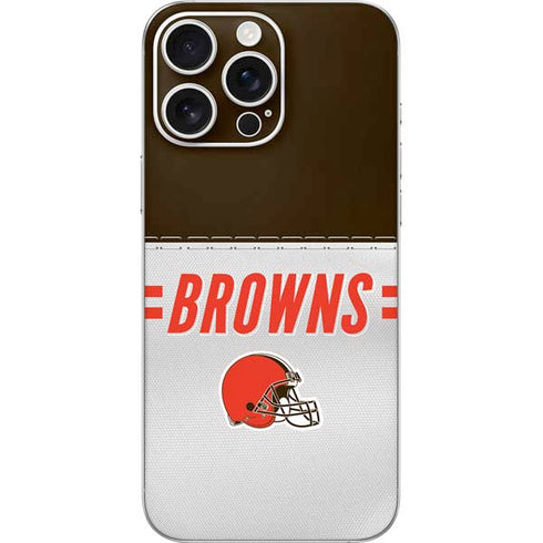 NFL Cleveland Browns White Striped iPhone 16 Pro Max Skin