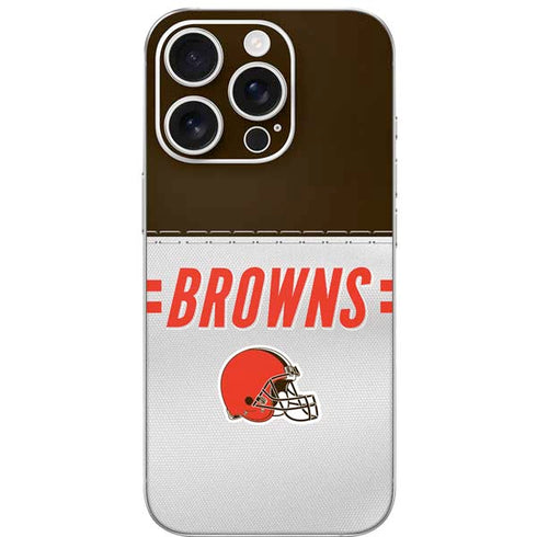 NFL Cleveland Browns White Striped iPhone 16 Pro Skin