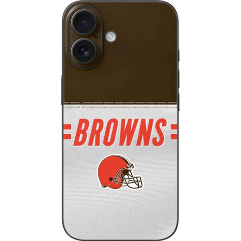 NFL Cleveland Browns White Striped iPhone 16 Skin